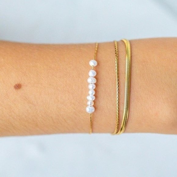 Bracelet Double Layer Herringbone Bracelet & Snake Chain Bracelet Waterproof - Picture 5 of 12